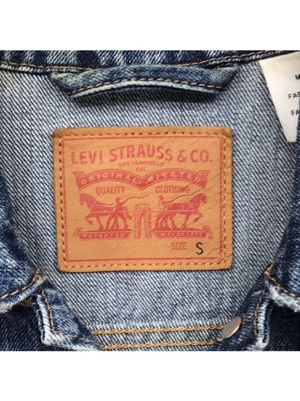 Levis Womens Denim Trucker Jacket Small Blue Button Front & Pockets